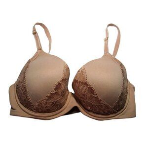 Soma Embraceable Perfect Coverage Bra Signature Lace Size 34 D Beige Underwire